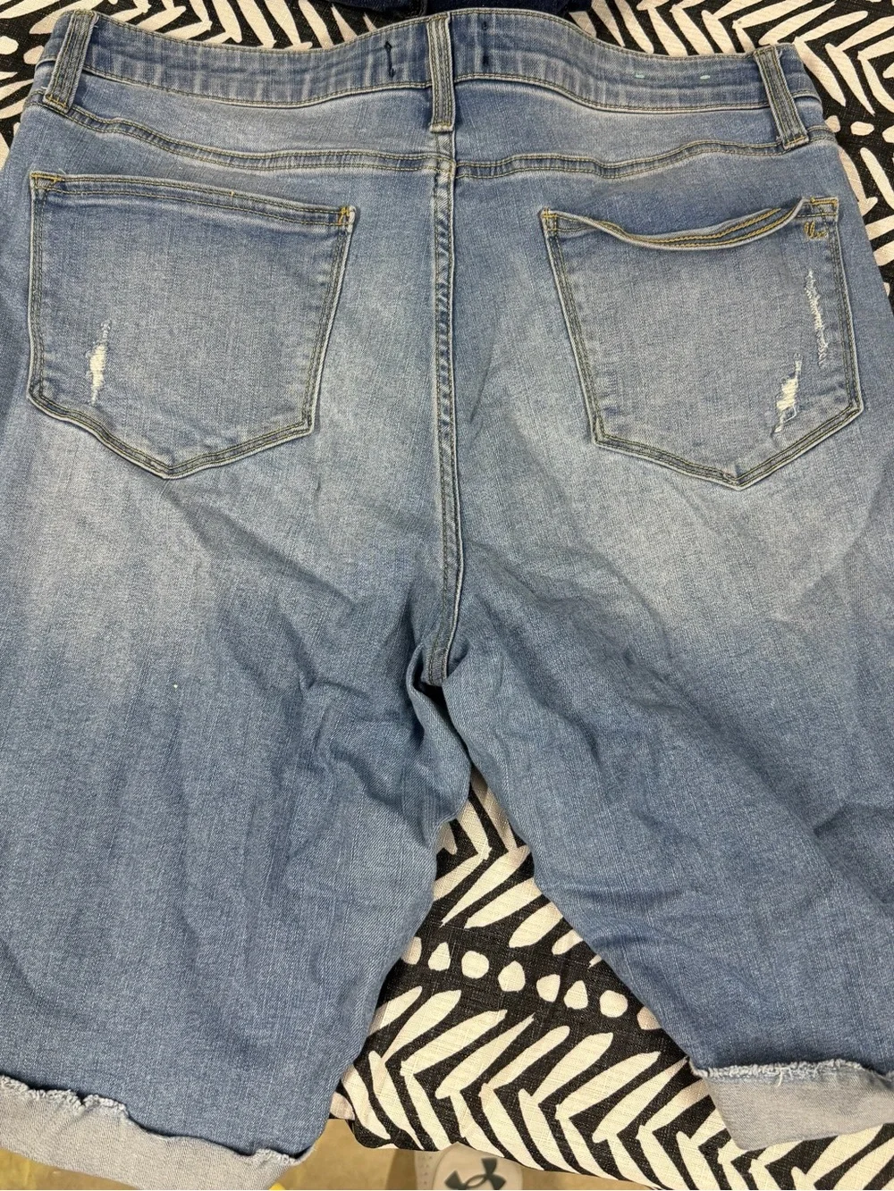 LuLaRoe Distressed Bermuda Denim Shorts Size 34 Light Wash